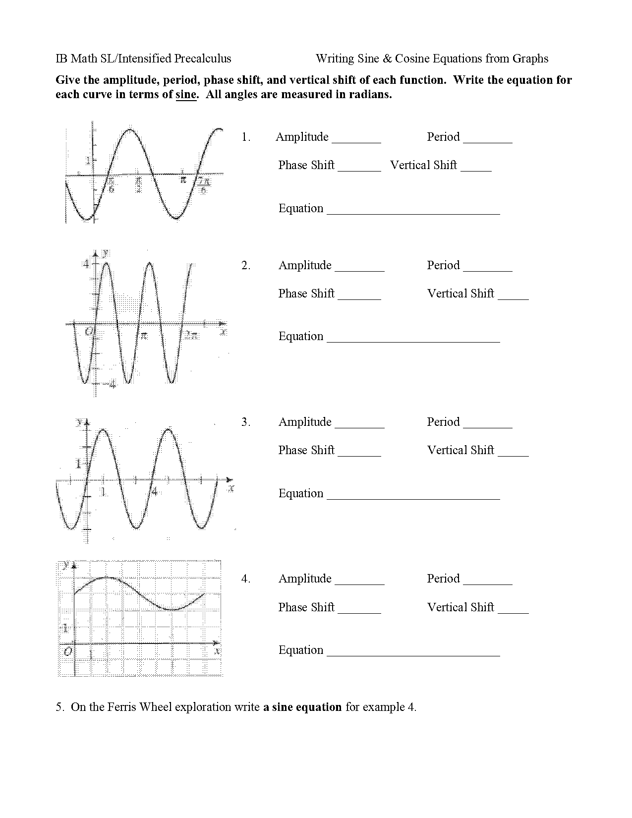 how to write sine equation from graph